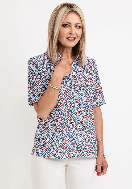 ERFO Short Sleeve Circle Print Blouse, Multi