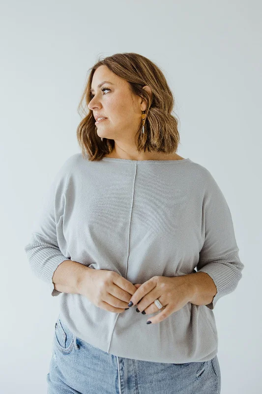 SHORT SLEEVE SEAM SWEATER IN DOVE