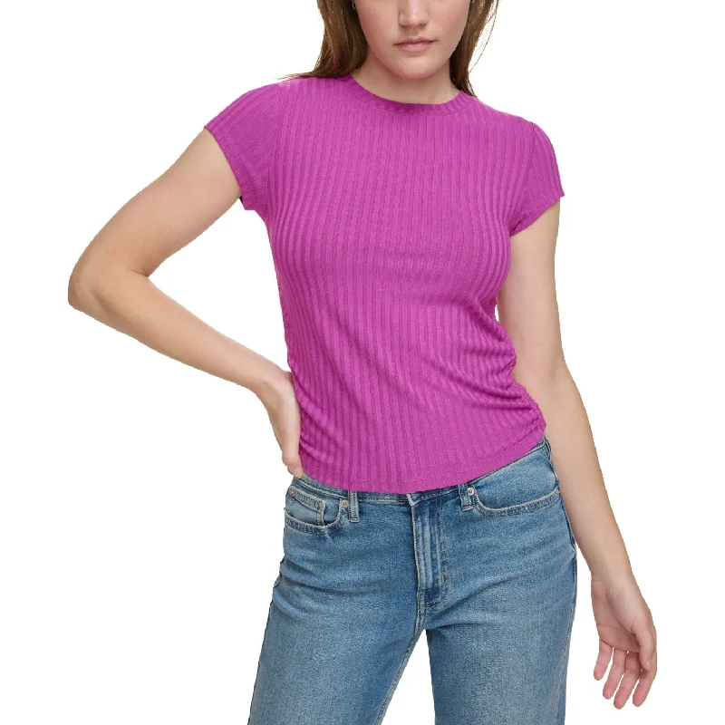 Calvin Klein Jeans Women's Short Sleeve Side Ruch Jam Purple