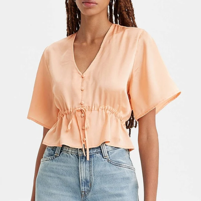 Levi's Women's "Lindy" Short Sleeve Blouse in Coral Cream