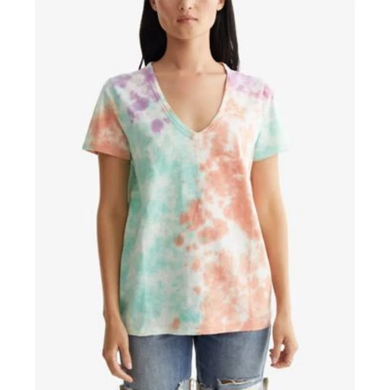 Lucky Brand Women's Multi-Color Iris Tie Dye Short Sleeve T-Shirt