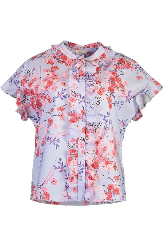 Short Sleeve Ruffled Floral Blouse