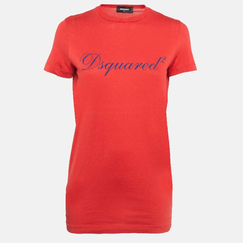 Dsquared2 Red Logo Print Jersey Short Sleeve T-Shirt