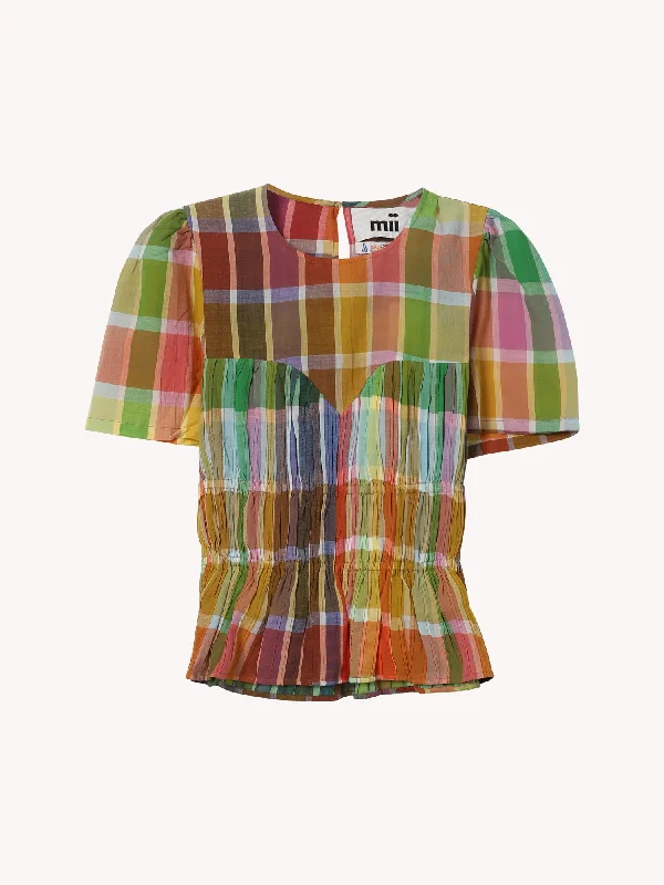 HAND WOVEN GATHERED SHORT SLEEVE TOP