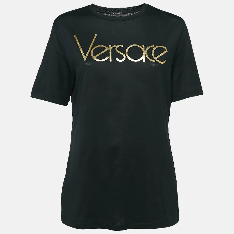 Versace Black Logo Print Jersey Short Sleeve T-Shirt