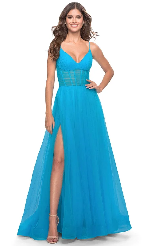 La Femme 31502 - Deep V-Neck Dress