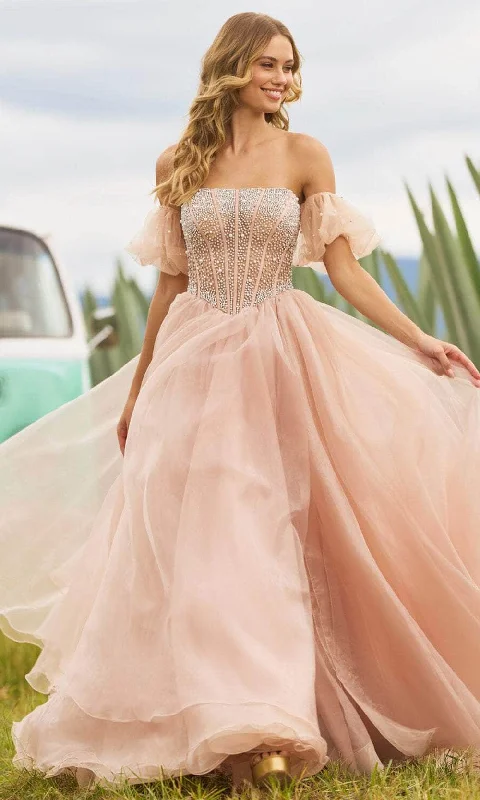 Sherri Hill 55580 - Strapless Organza Skirt Ballgown